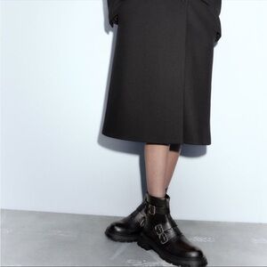 Zara belted Black Buckle Grunge Combat Boots